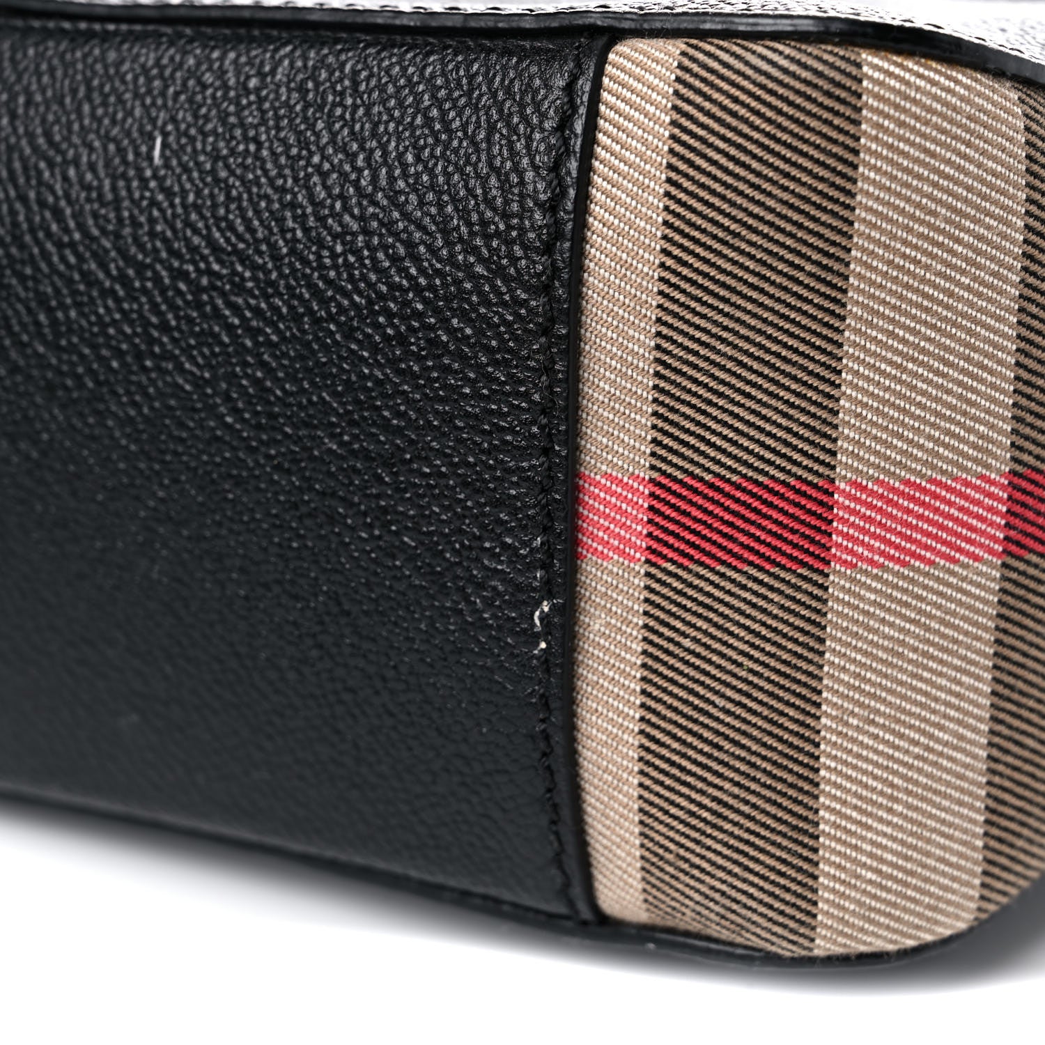 Burberry Soft Grain Calfskin House Check Small Helmsley Crossbody Black 15 of 17