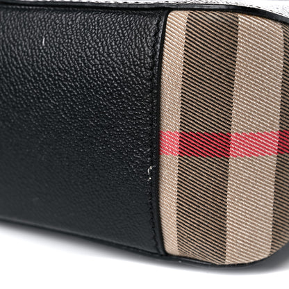 Burberry Soft Grain Calfskin House Check Small Helmsley Crossbody Black 15 of 17