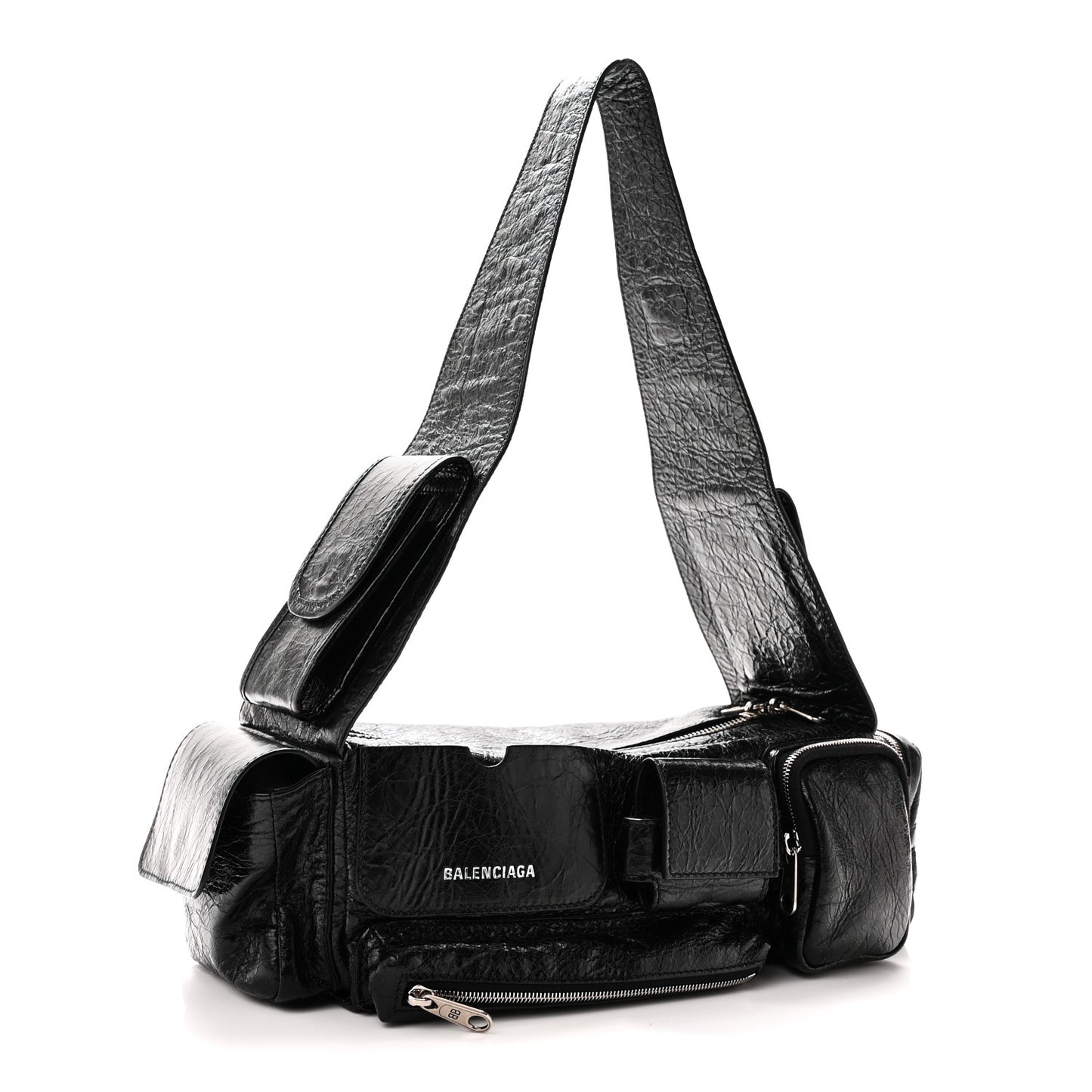Agneau Arena Superbusy XS Sling Zip Shoulder Bag Black Black