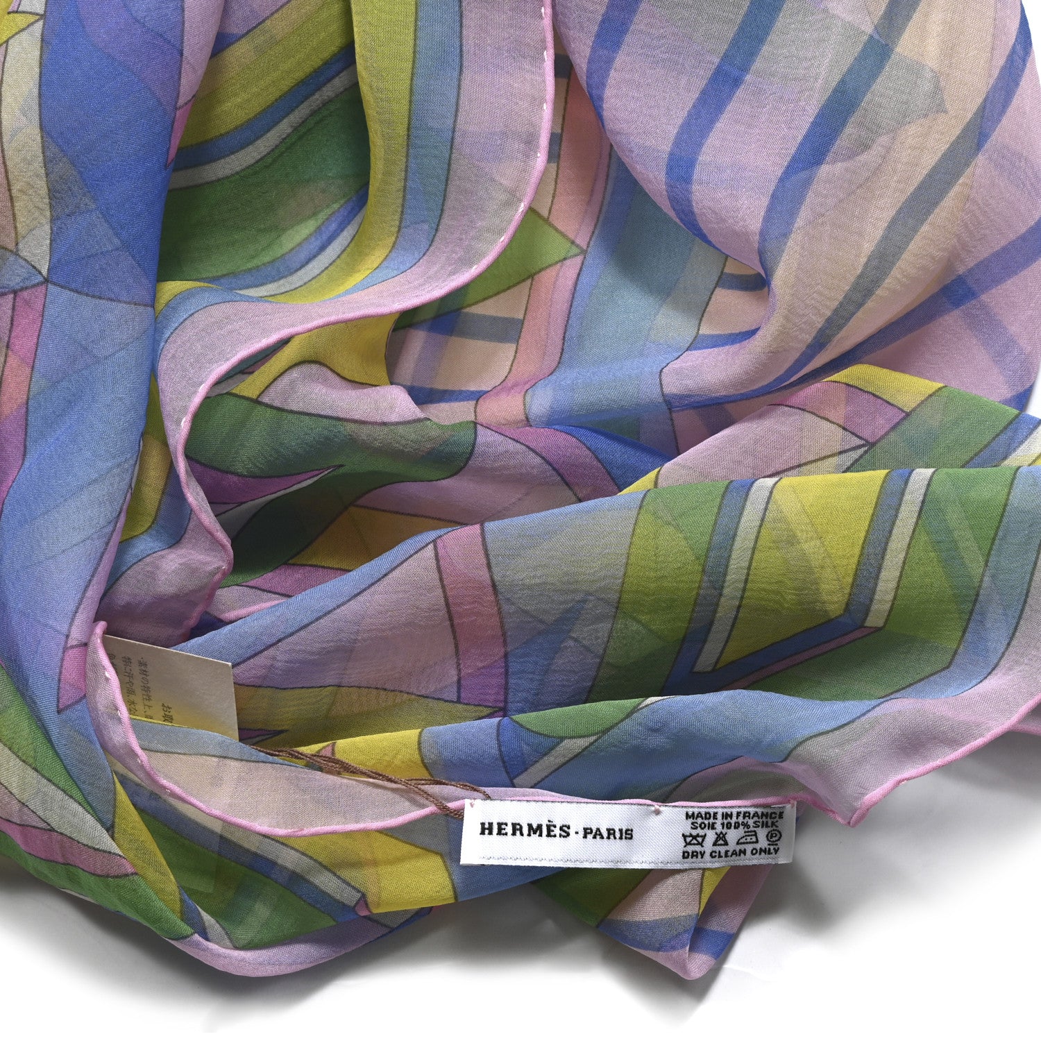 Hermes Mousseline Silk Rose De Compas Stole Scarf 3 of 3