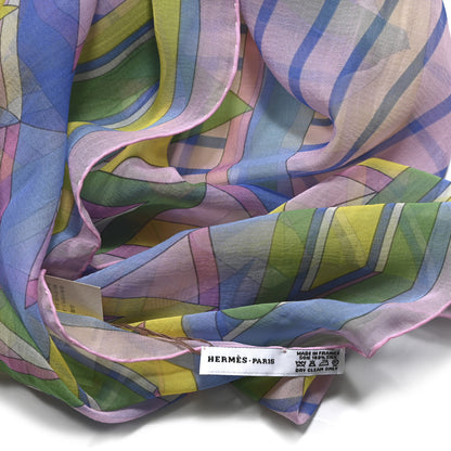 Hermes Mousseline Silk Rose De Compas Stole Scarf 3 of 3