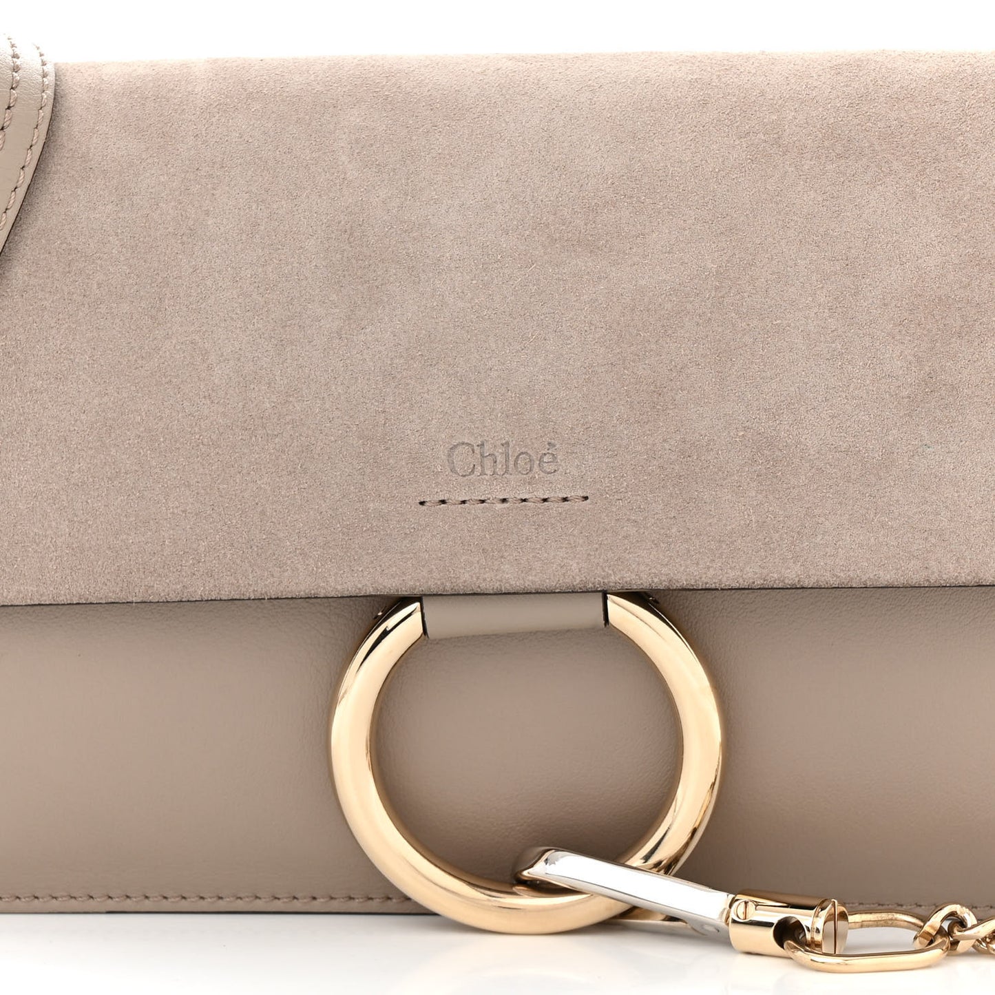 Suede Calfskin Small Faye Shoulder Bag Motty Grey