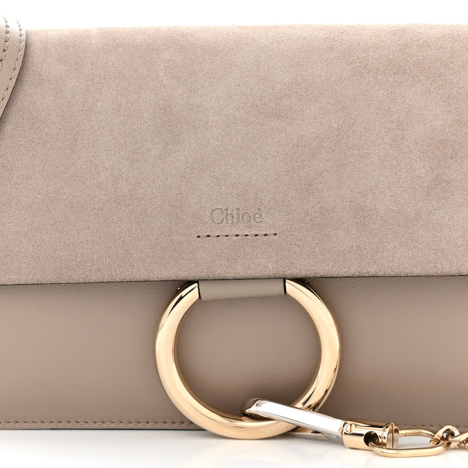Chloe Suede Calfskin Small Faye Shoulder Bag Motty Grey 7 of 11
