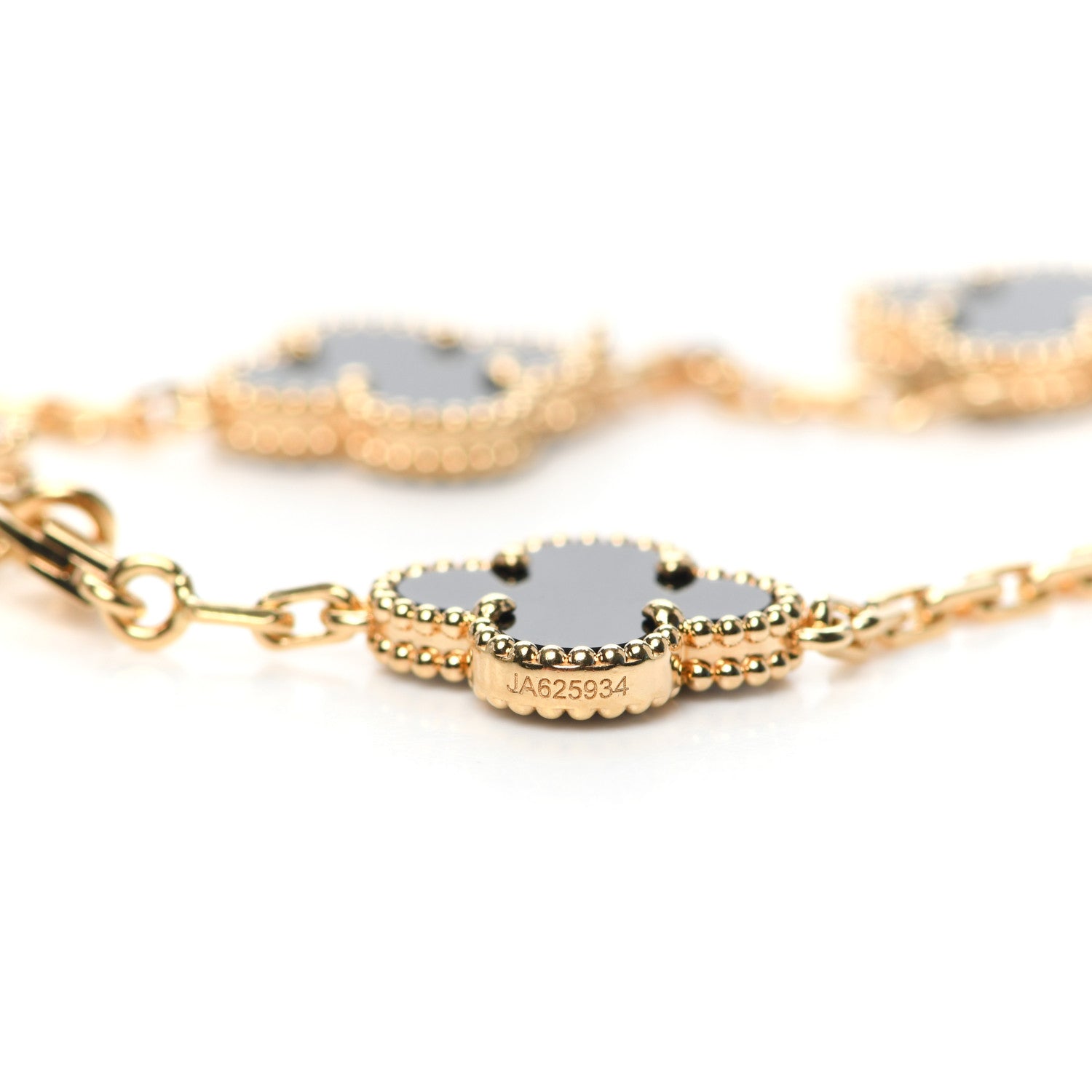 Van Cleef & Arpels 18K Yellow Gold Black Onyx 5 Motifs Vintage Alhambra Bracelet 6 of 8