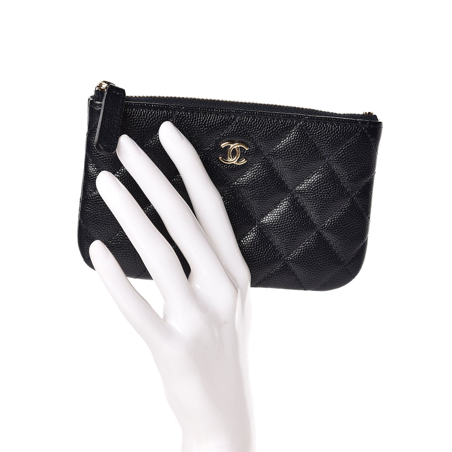 Caviar Quilted Small Cosmetic Case Navy