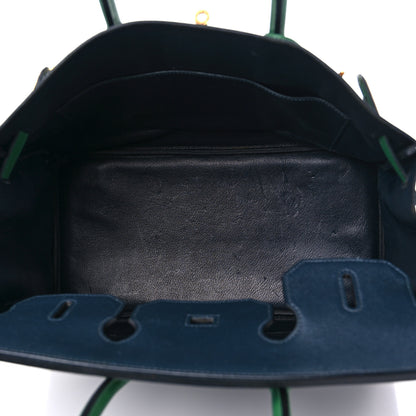 Hermes Courchevel Bi Color Birkin 35 Bleu Indigo Vert Clair 5 of 16