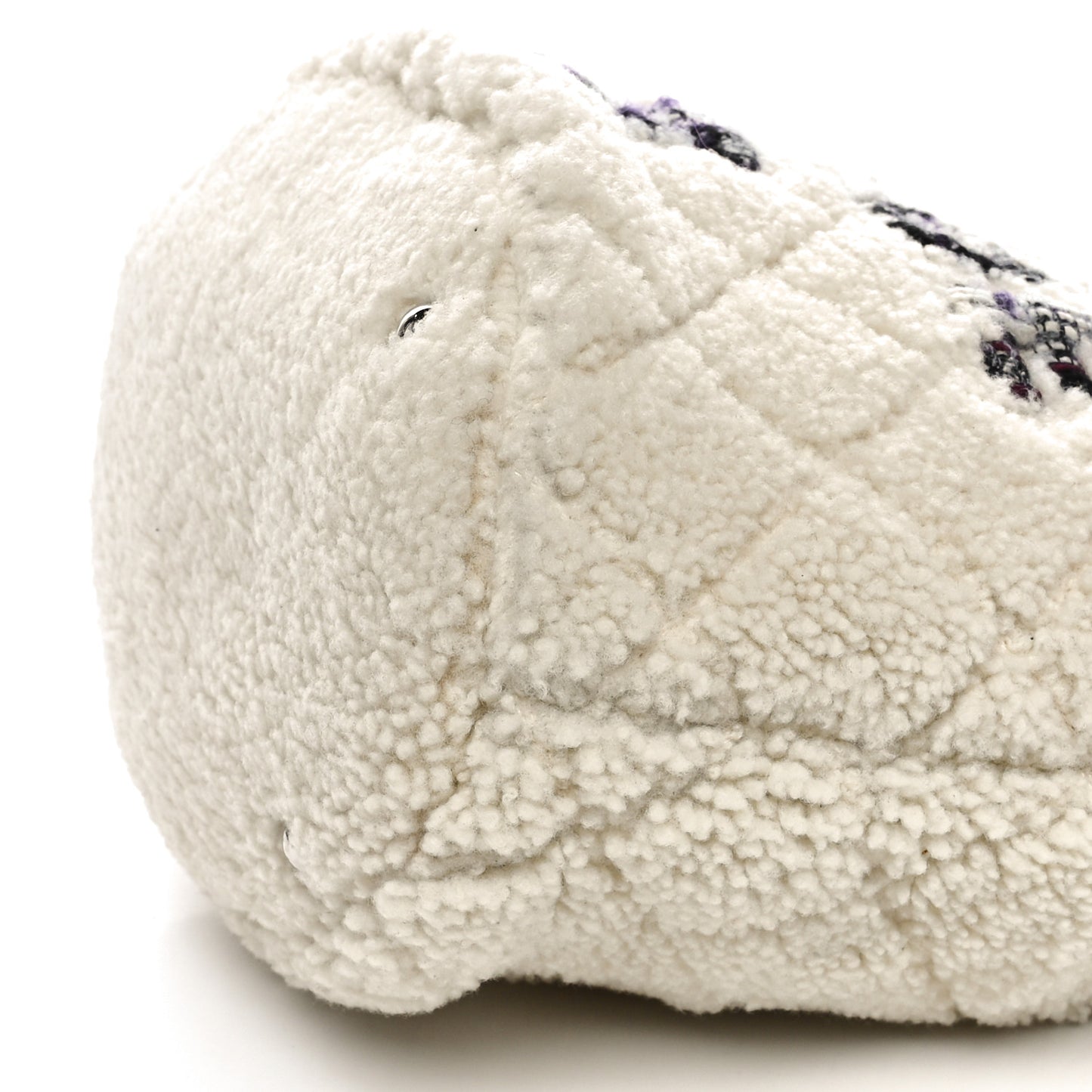 Shearling Sheepskin Tweed Large Coco Neige Tote White Black