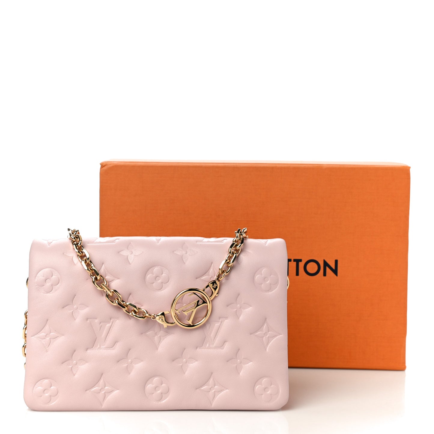 Lambskin Embossed Monogram Pochette Coussin Rose