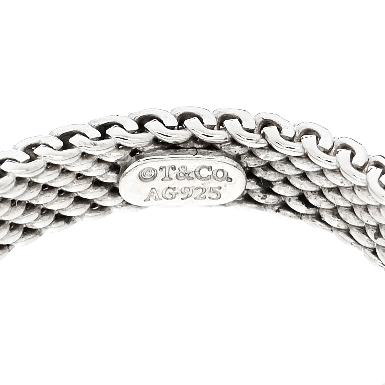 Tiffany Sterling Silver Diamond Somerset Mesh Band Ring 44 3 4 of 4