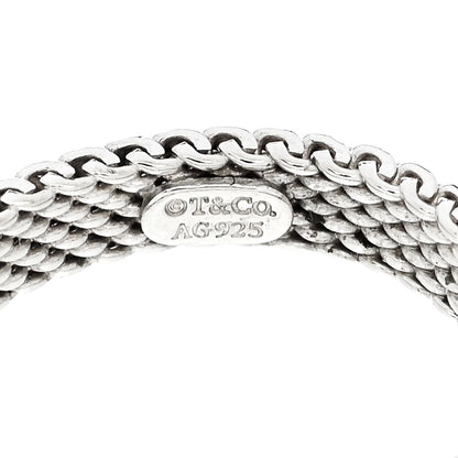 Tiffany Sterling Silver Diamond Somerset Mesh Band Ring 44 3 4 of 4