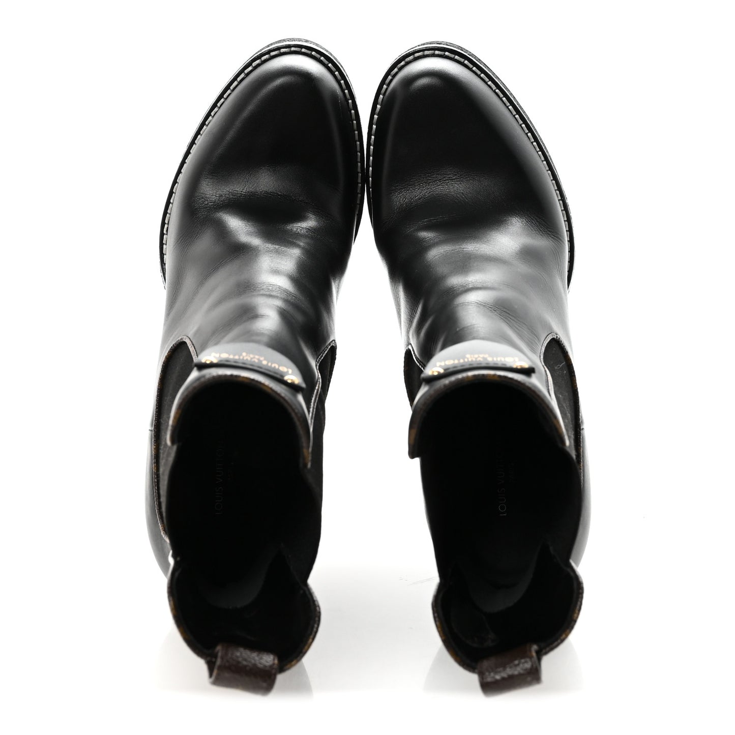 Calfskin Monogram LV Beaubourg Platform Ankle Boots 40 Black