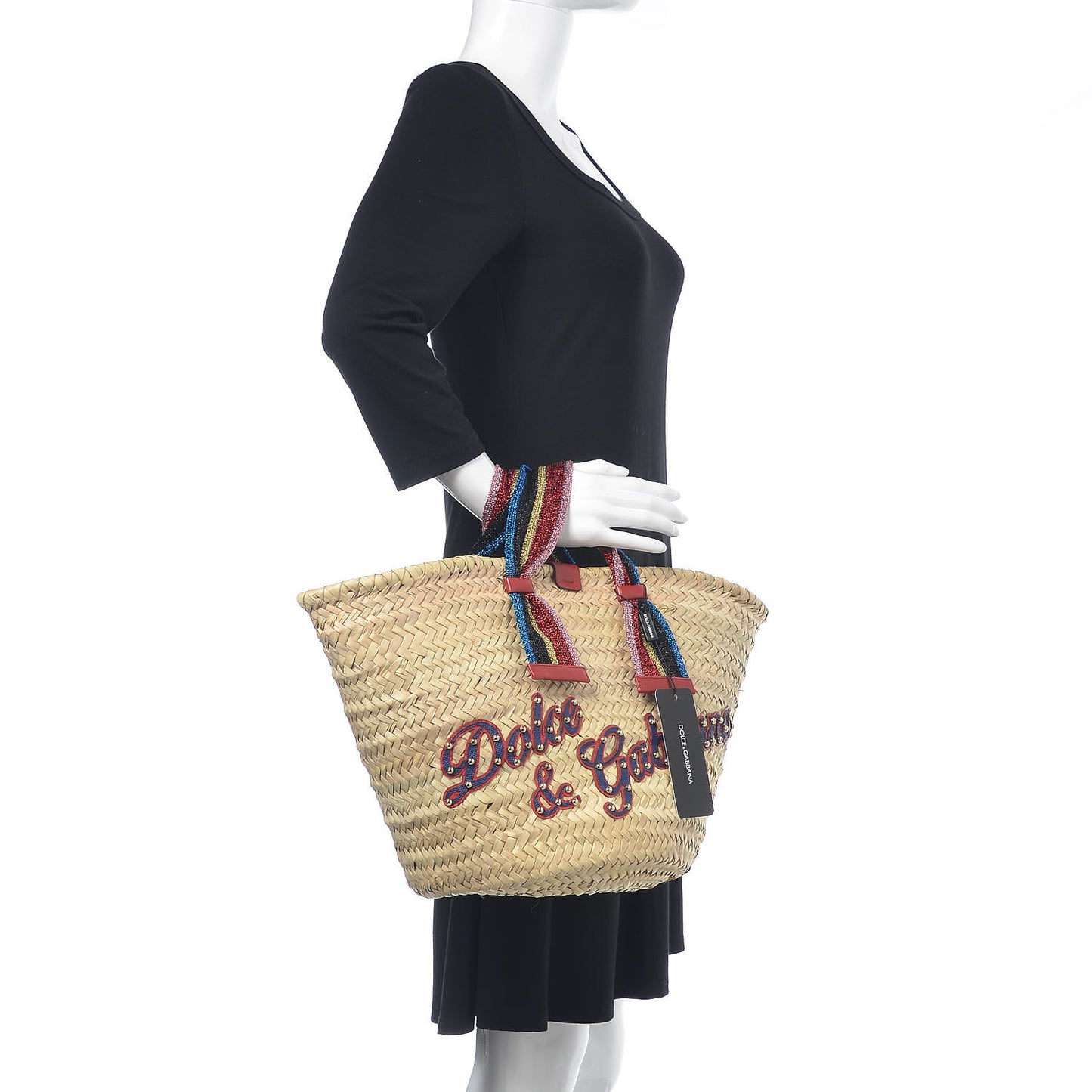 Woven Raffia Kendra Logo Tote Multicolor