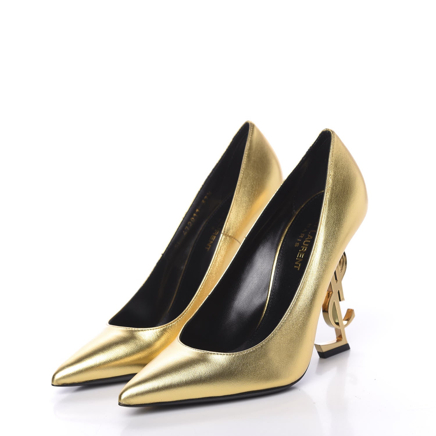 Saint Laurent Metallic Calfskin Opyum 110 Pumps 37.5 Oro 3 of 8
