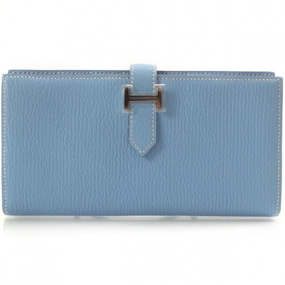 Hermes Chevre Bearn Wallet w Gusset Celeste 1 of 8