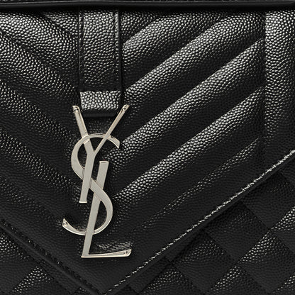 Saint Laurent Grain De Poudre Textured Mixed Matelasse Triquilt Medium Monogram Satchel Black 9 of 11