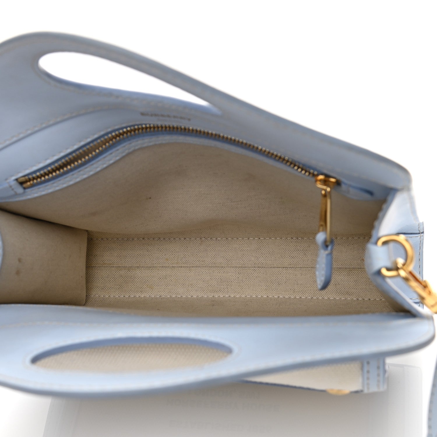 Burberry Canvas Smooth Calfskin Two Tone Mini Pocket Bag Natural Pale Blue 4 of 14