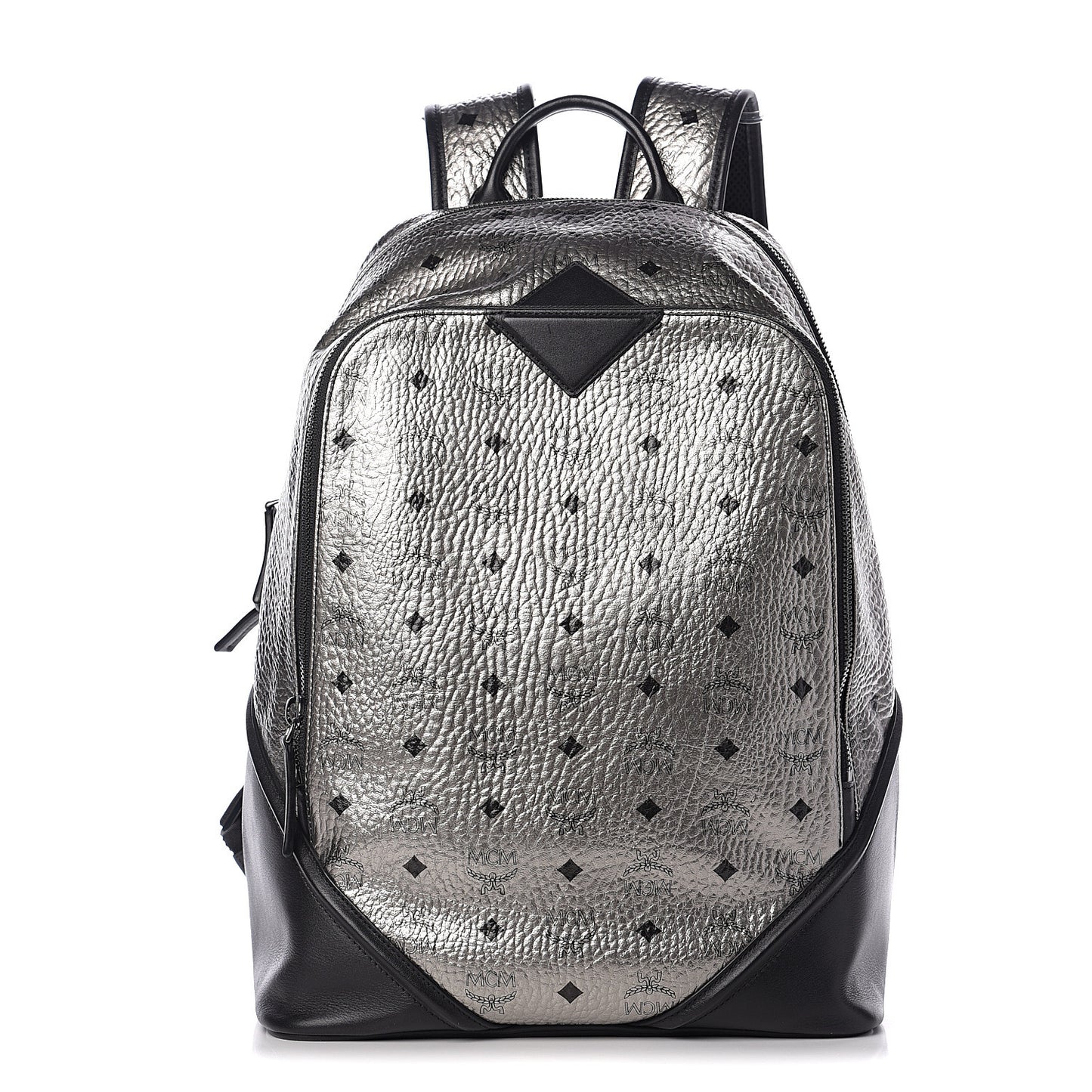 Metallic Visetos Medium Duke Backpack Silver