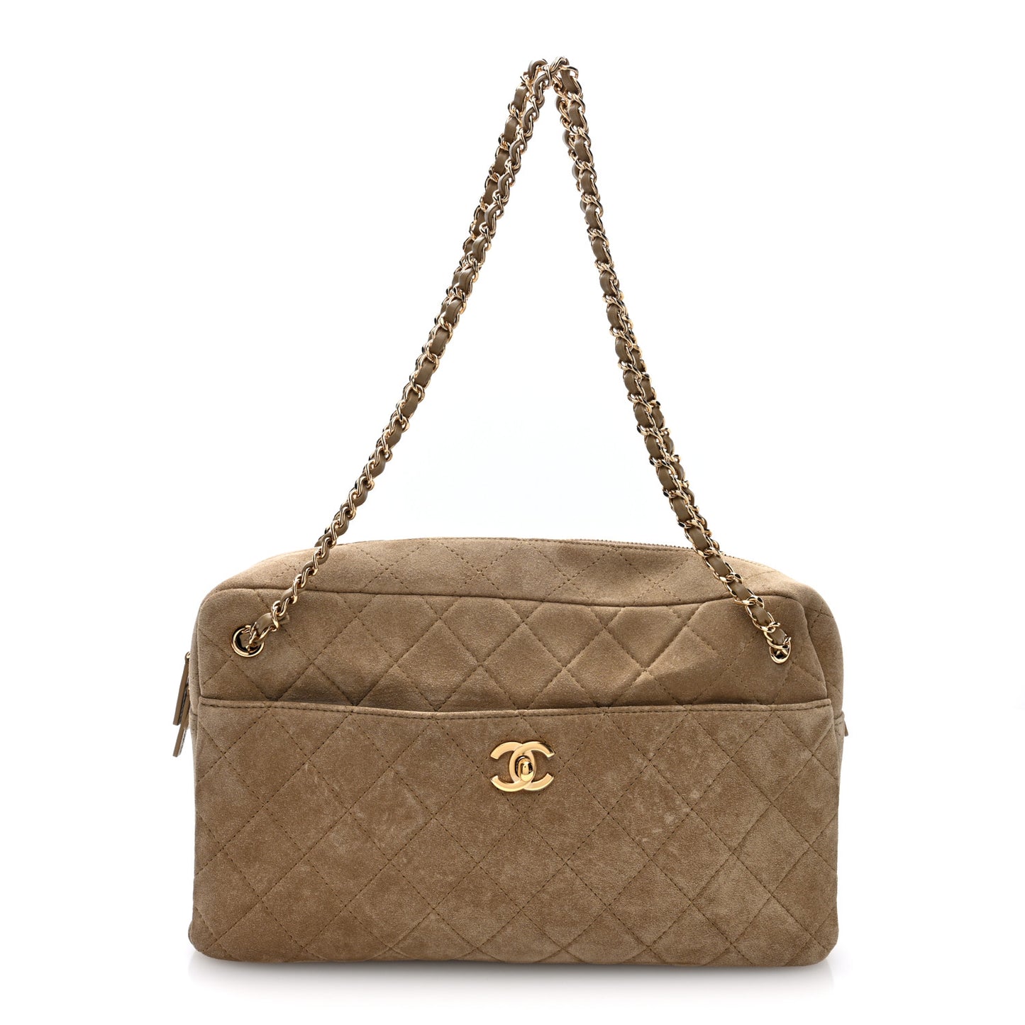 Suede Calfskin Quilted Camerissimo Camera Case Dark Khaki