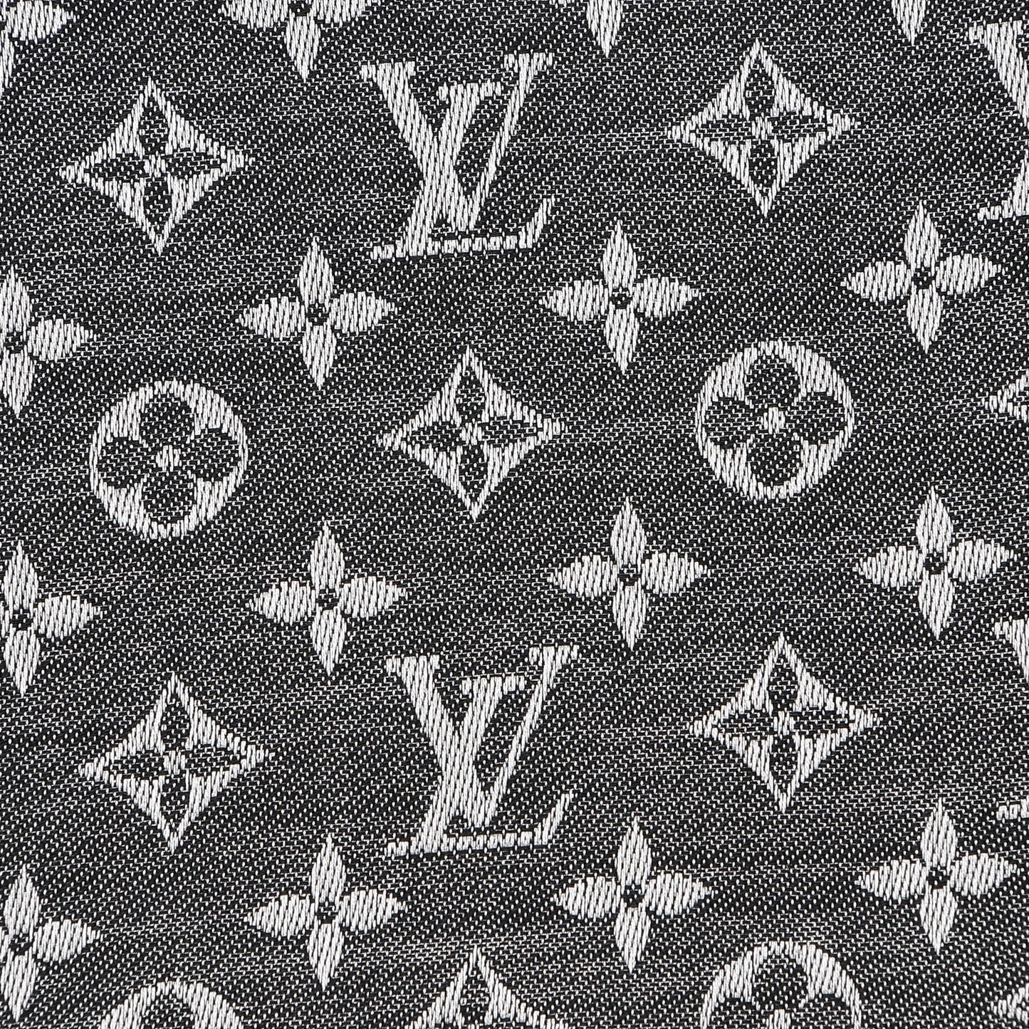 Silk Wool Monogram Denim Shawl Black