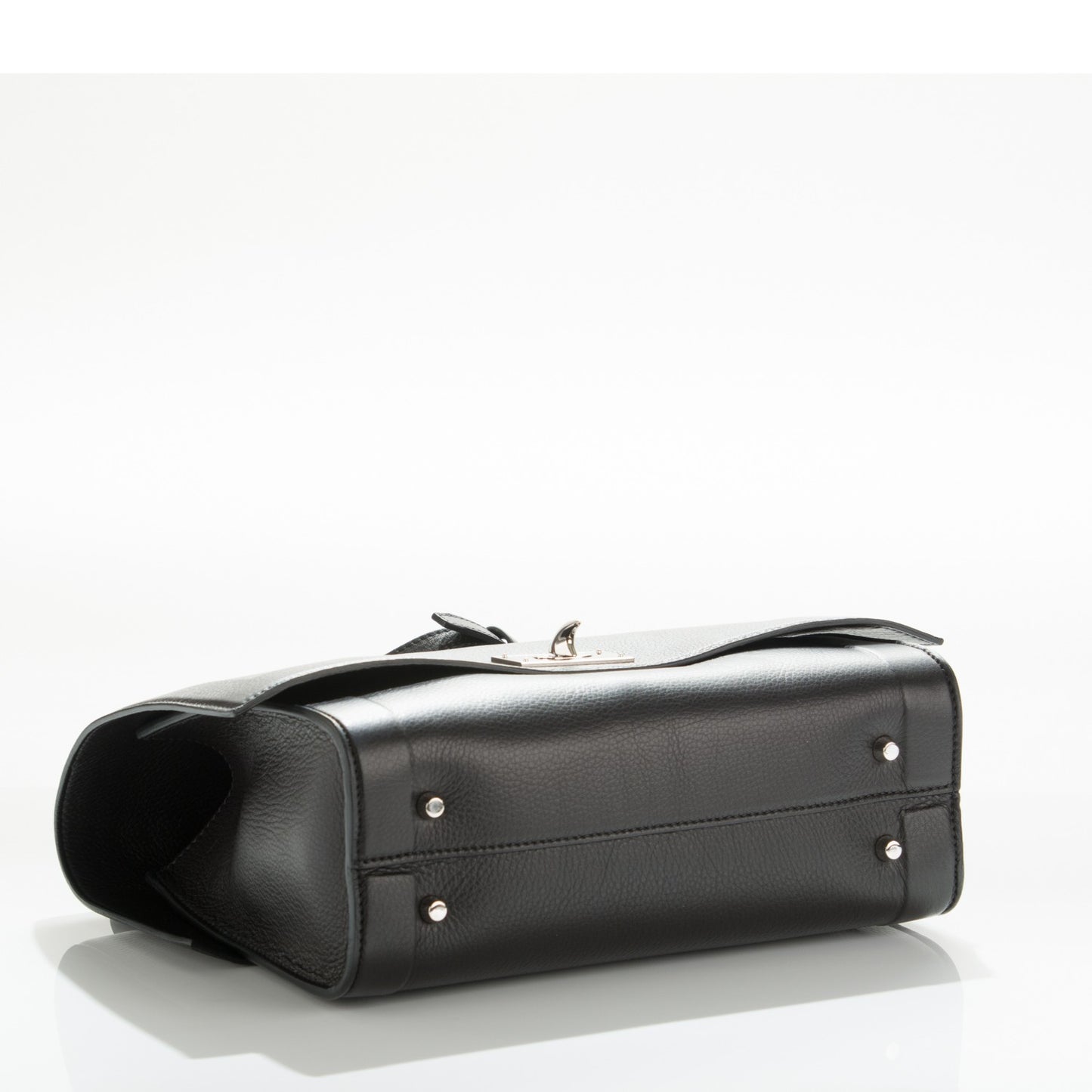 Grained Calfskin Small Shark Lock Satchel Black