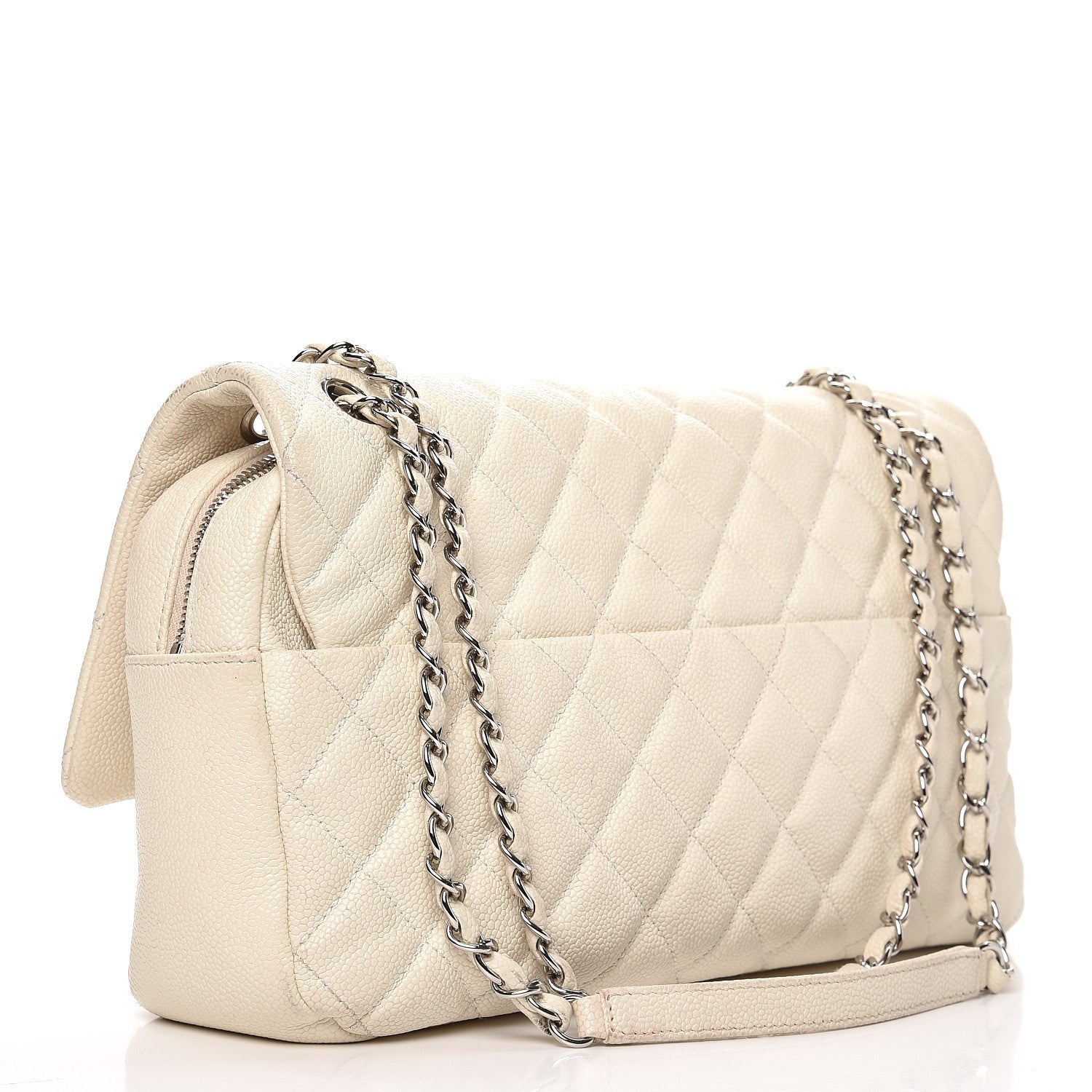 Chanel Caviar Quilted Jumbo Easy Flap Dark White 3 of 16