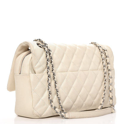 Chanel Caviar Quilted Jumbo Easy Flap Dark White 3 of 16