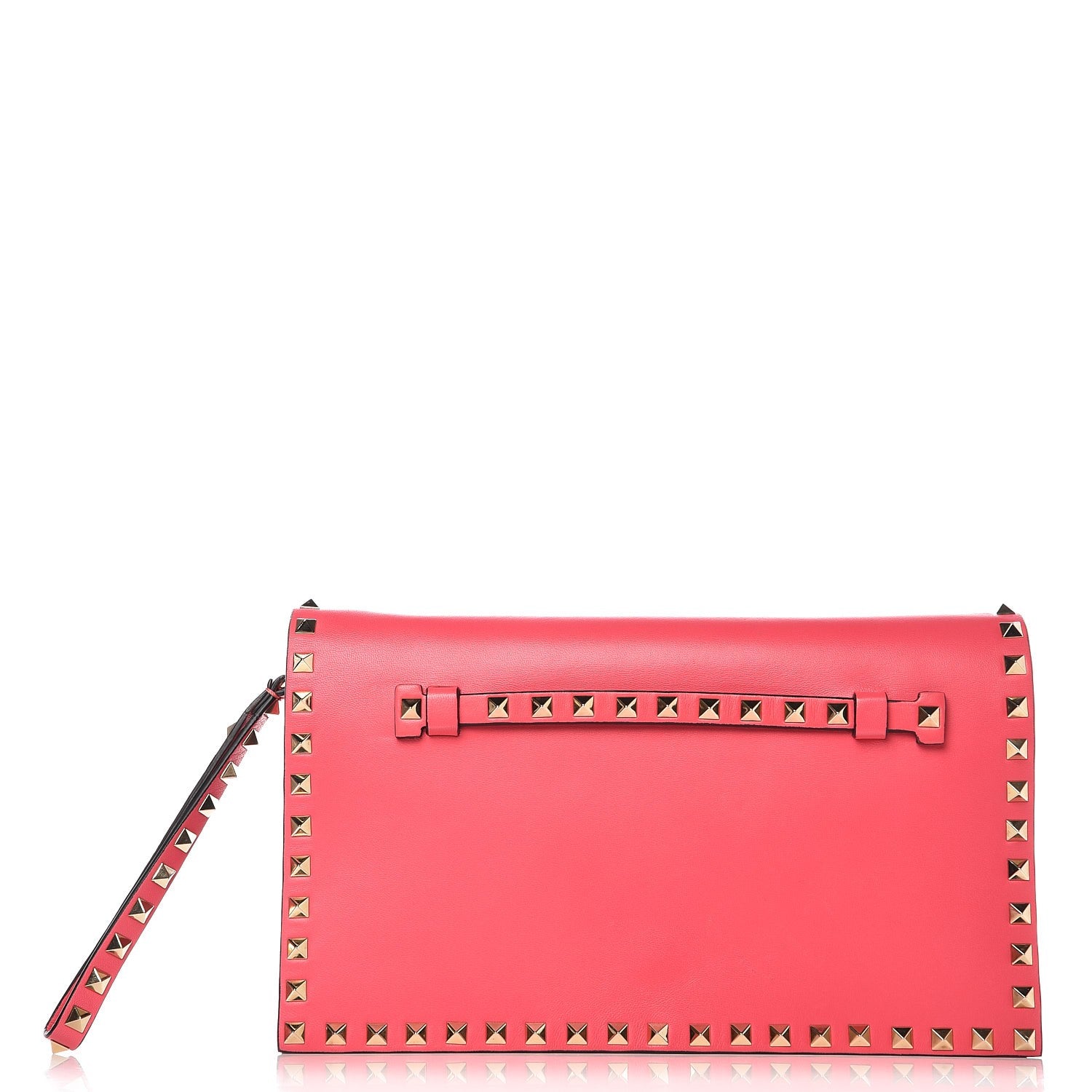 Valentino Garavani Nappa Rockstud Wristlet Clutch Deep Rose 1 of 7