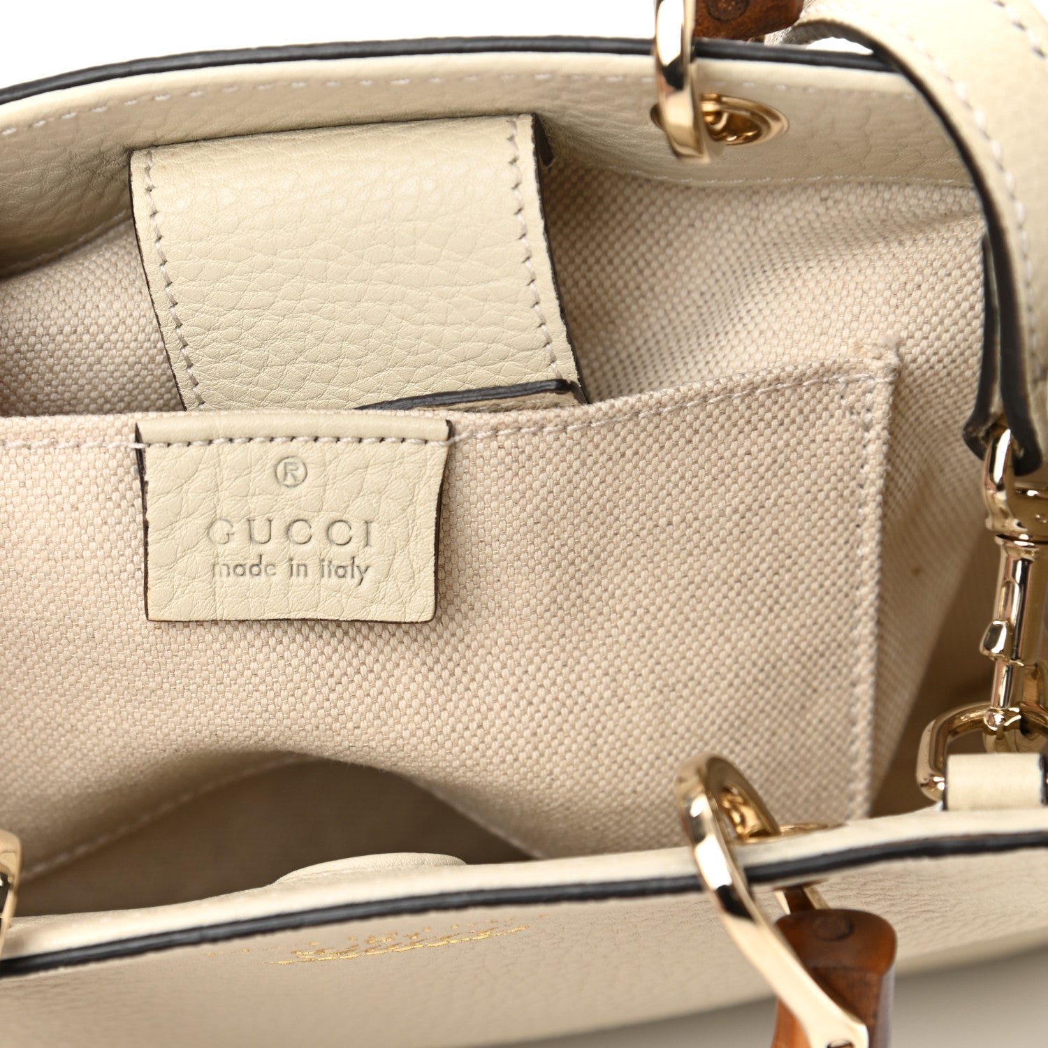 Gucci Calfskin Mini Bamboo Shopper Tote Off White 6 of 11