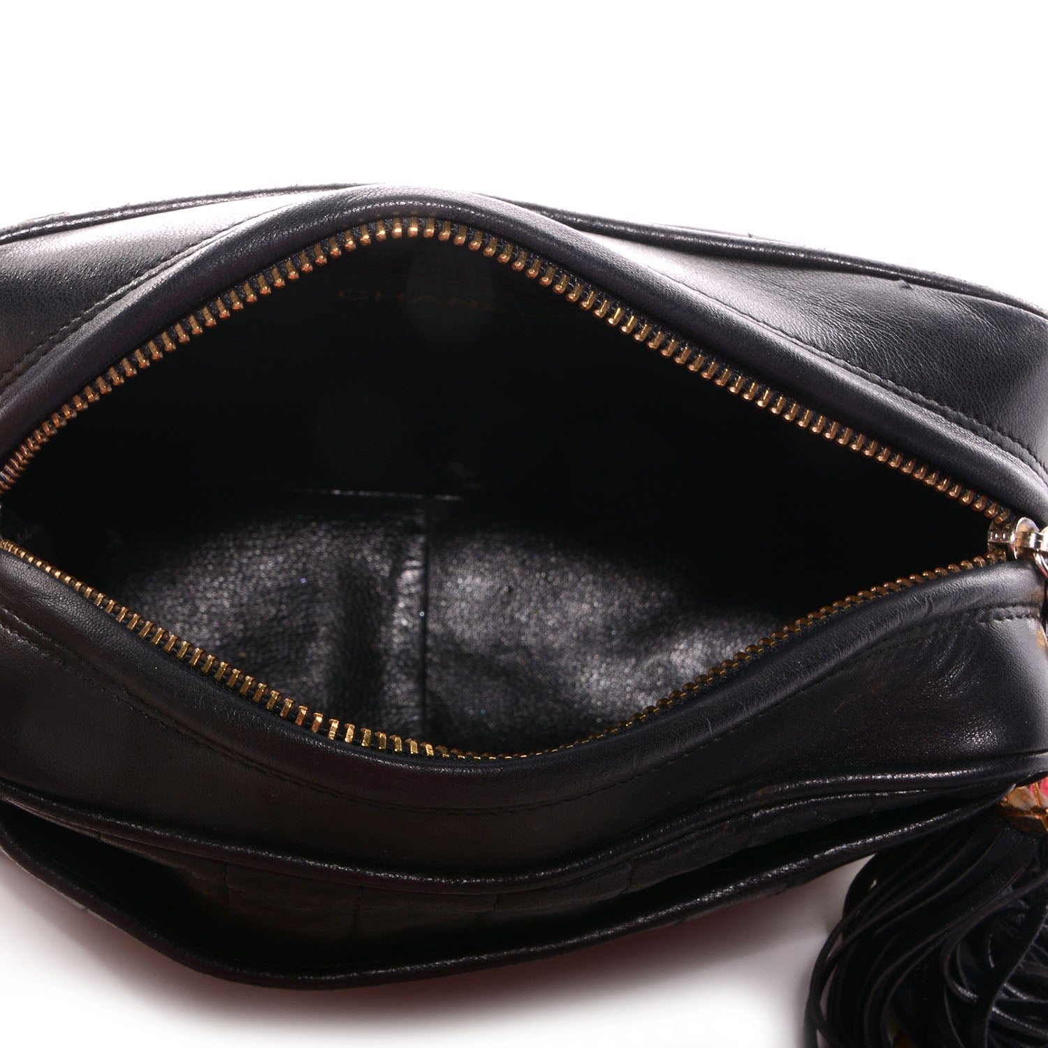 Chanel Lambskin Vertical Quilted Tassel Camera Case Black 4 of 6