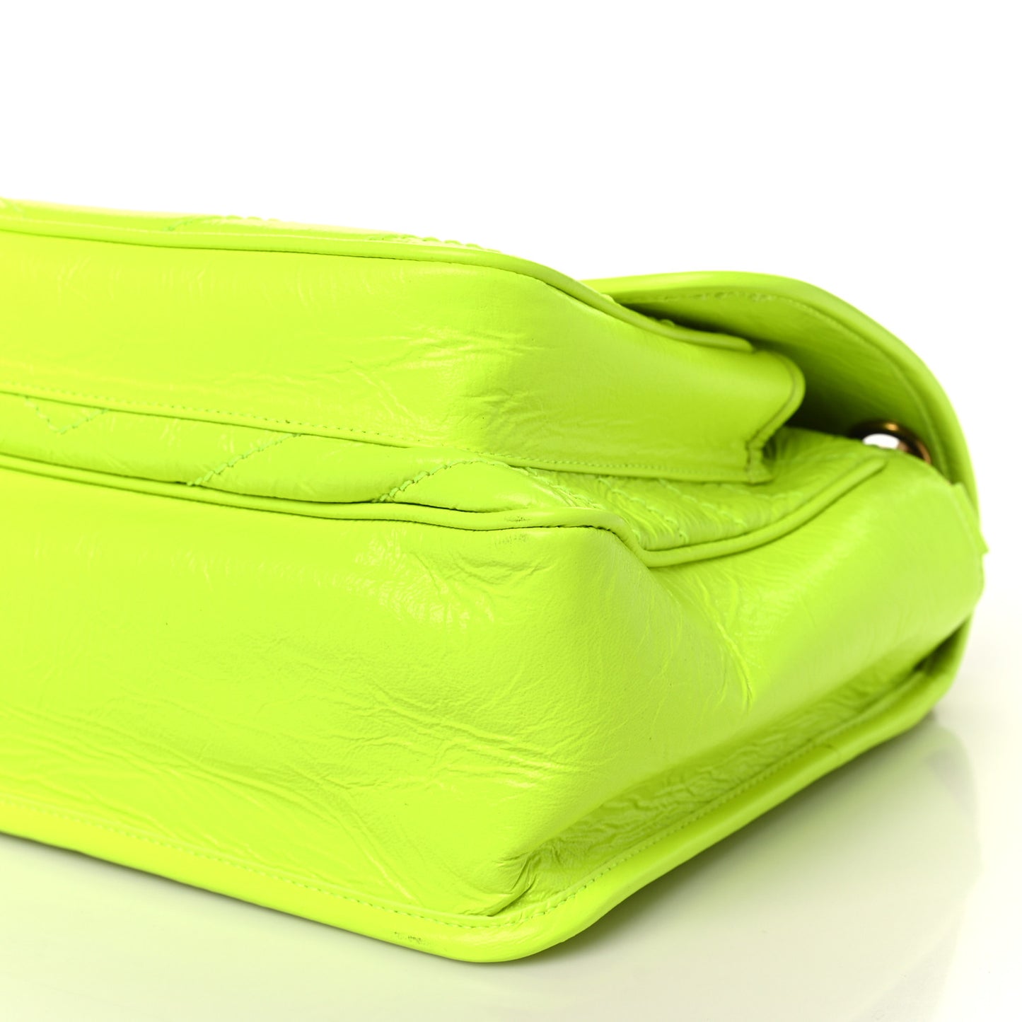 Crinkled Calfskin Matelasse Monogram Medium Niki Chain Satchel Neon Yellow
