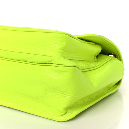 Saint Laurent Crinkled Calfskin Matelasse Monogram Medium Niki Chain Satchel Neon Yellow 10 of 10