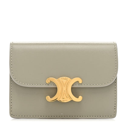 Celine Shiny Calfskin Triomphe Flap Card Holder Green Clay 1 of 8