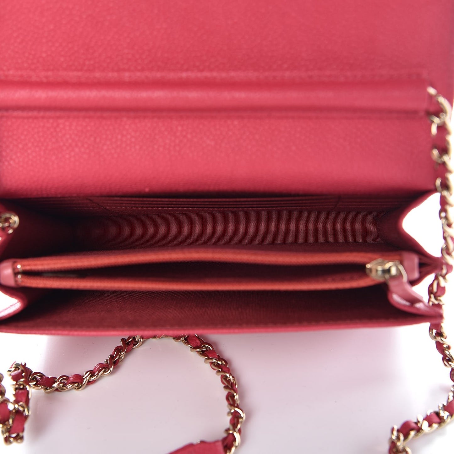 Grained Calfskin Quilted Cuba Square Wallet On Chain WOC Pink