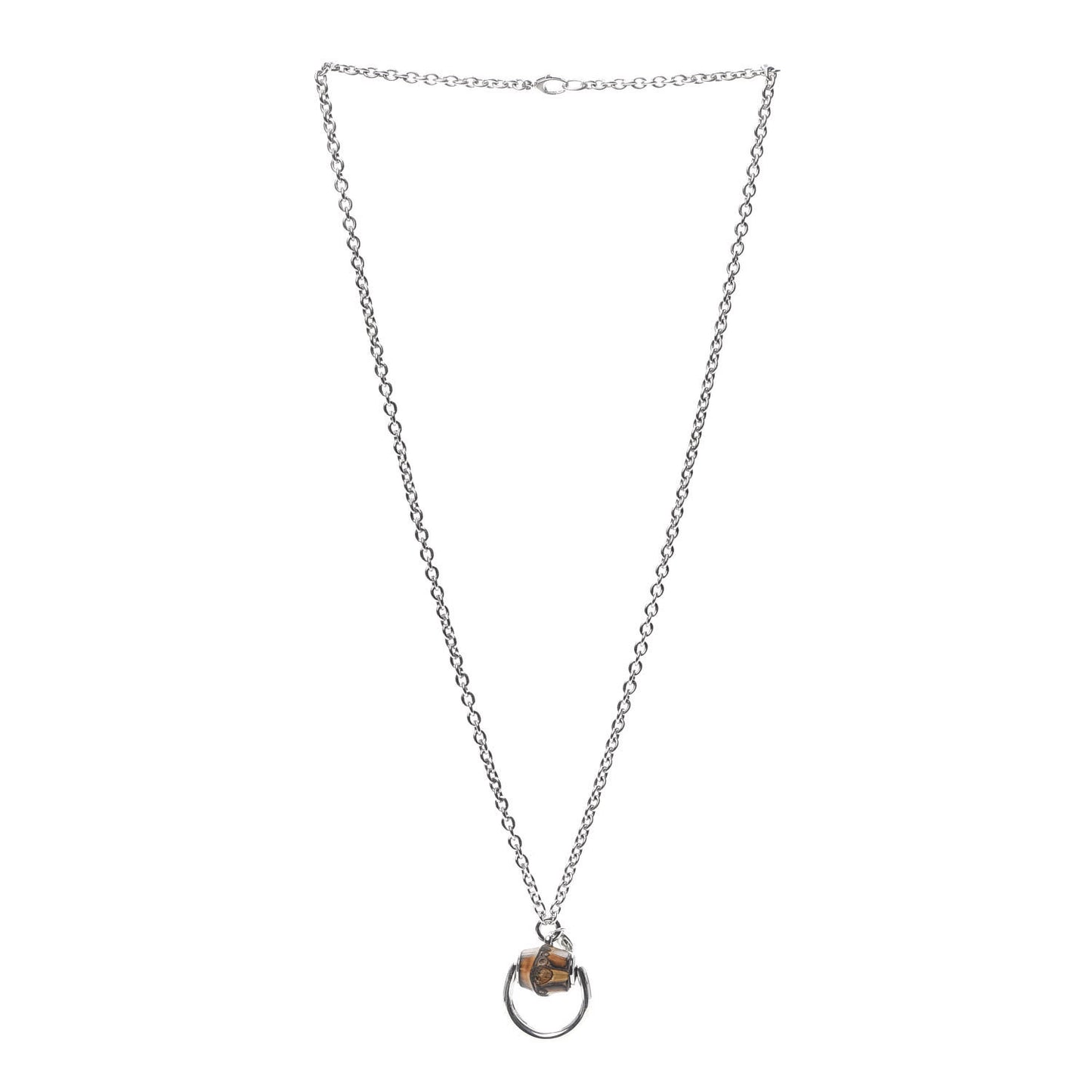 Sterling Silver Bamboo Horsebit Pendant Necklace