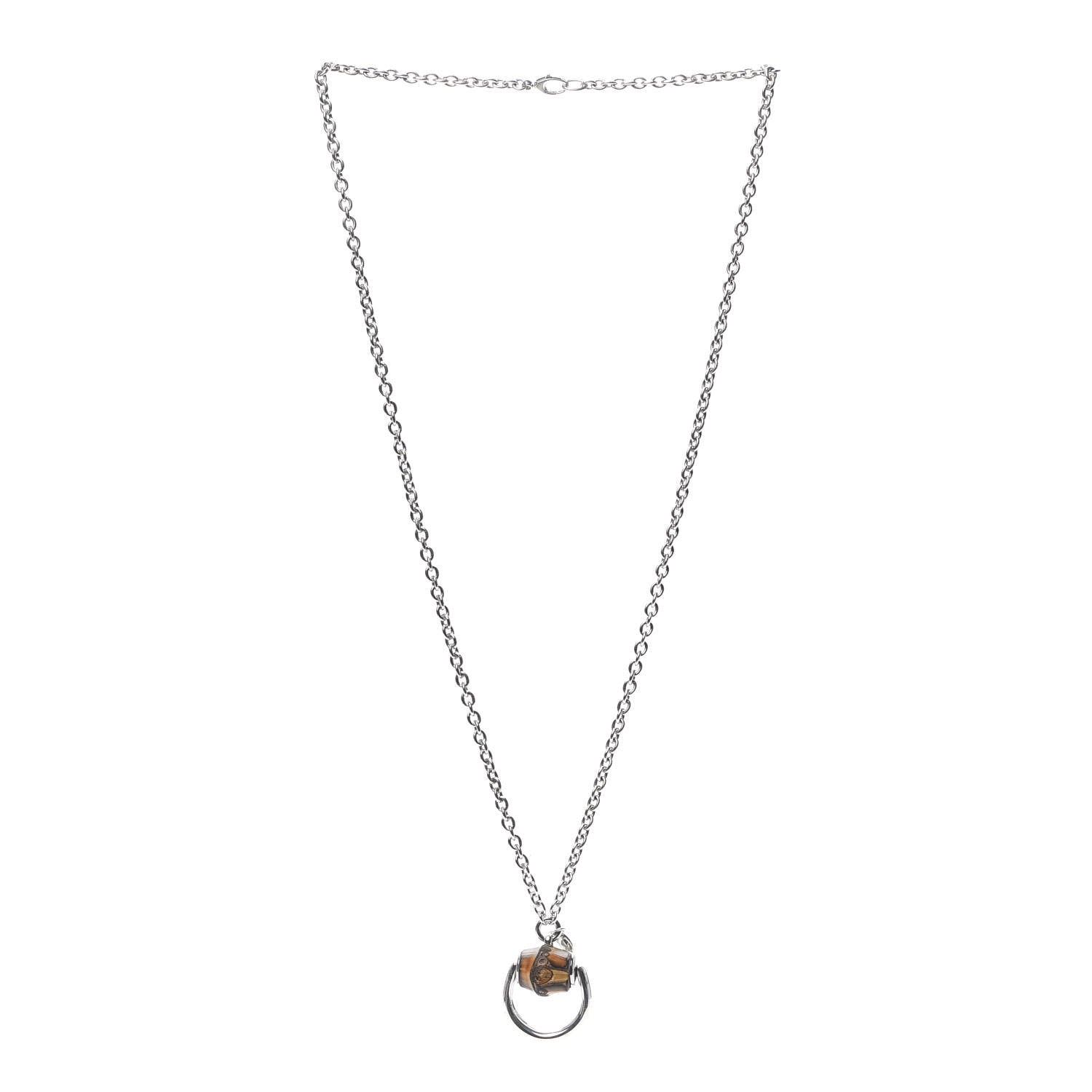Gucci Sterling Silver Bamboo Horsebit Pendant Necklace 3 of 6