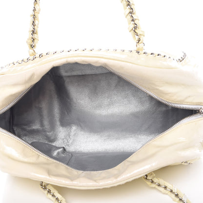 Chanel Patent Luxe Ligne Medium Bowler Ivory 5 of 17