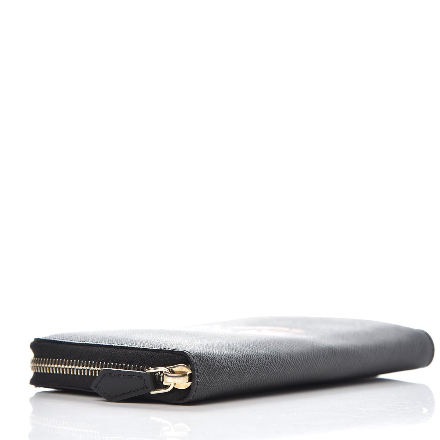 Textured Coated Canvas Rottweiler Print Zip Around Wallet Black
