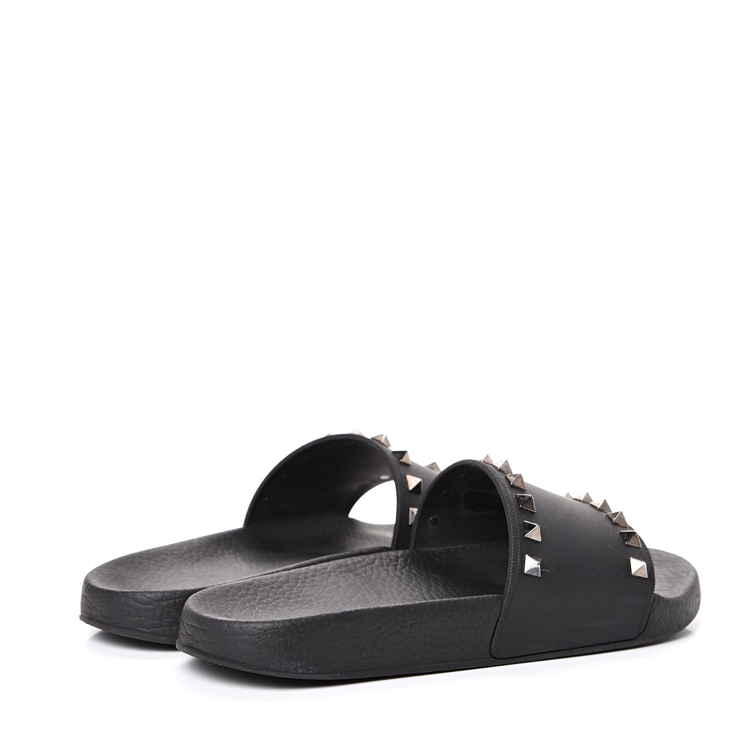 Valentino Garavani Rubber Rockstud Slide Sandals 37 Black 4 of 11