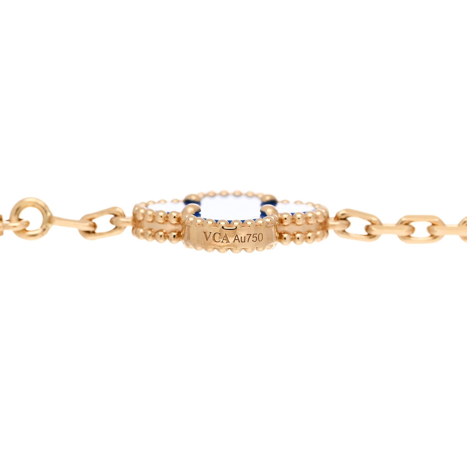 Van Cleef & Arpels 18K Yellow Gold Blue Agate 5 Motifs Vintage Alhambra Bracelet 3 of 5