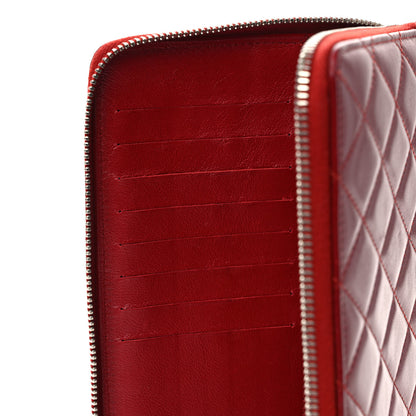 Chanel Lambskin Quilted Large Zip Around Organizer Wallet Red 10 of 10