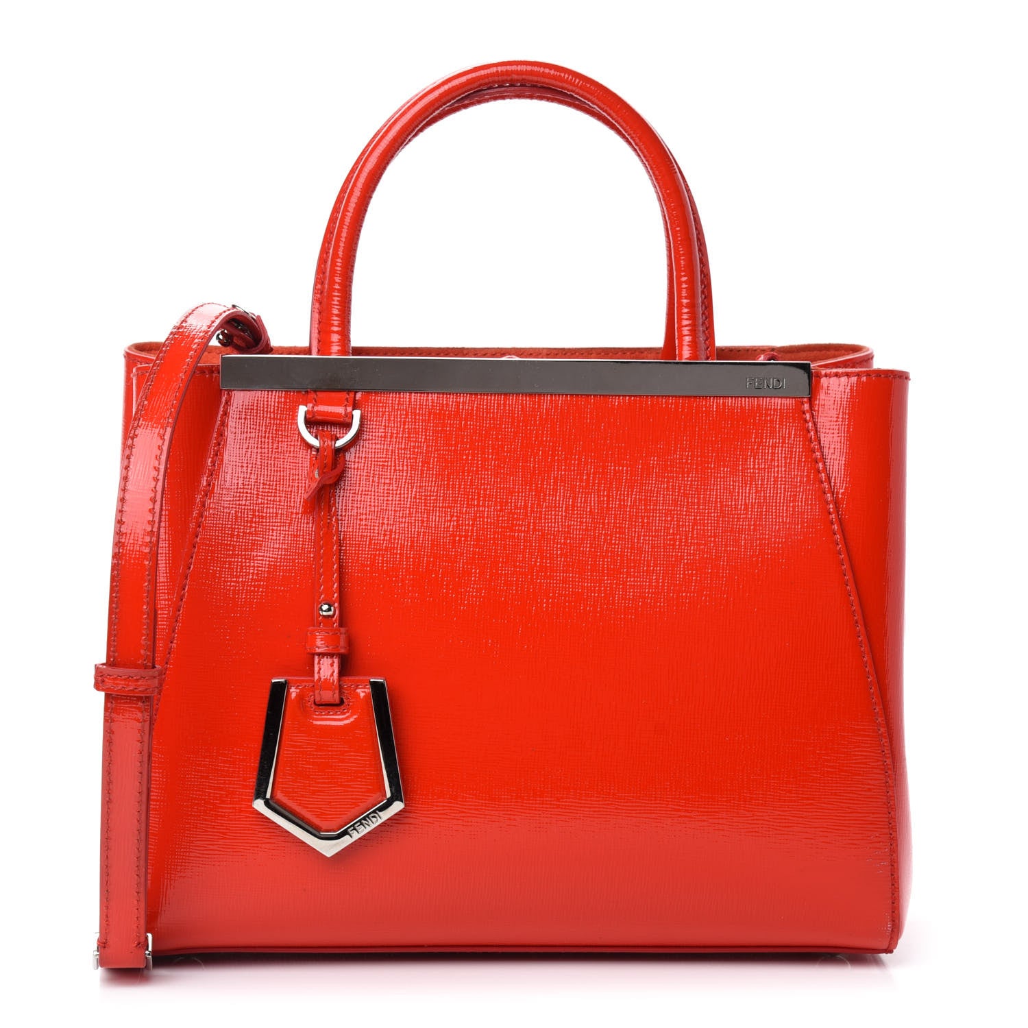 Fendi Vitello Vernice Camoscio Petite 2Jours Tote Papavero 1 of 12