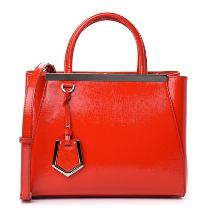 Fendi Vitello Vernice Camoscio Petite 2Jours Tote Papavero 1 of 12