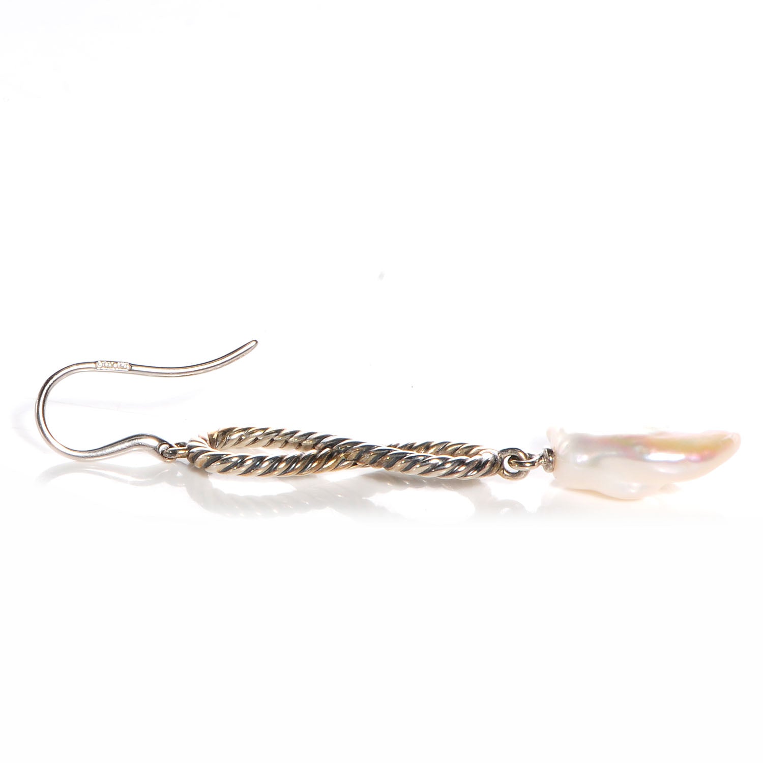 David Yurman Sterling Silver Confetti Figure Eight Pearl Drop Earrings 10mm 4 of 5