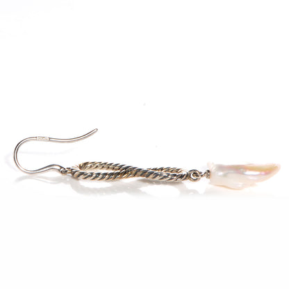 David Yurman Sterling Silver Confetti Figure Eight Pearl Drop Earrings 10mm 4 of 5