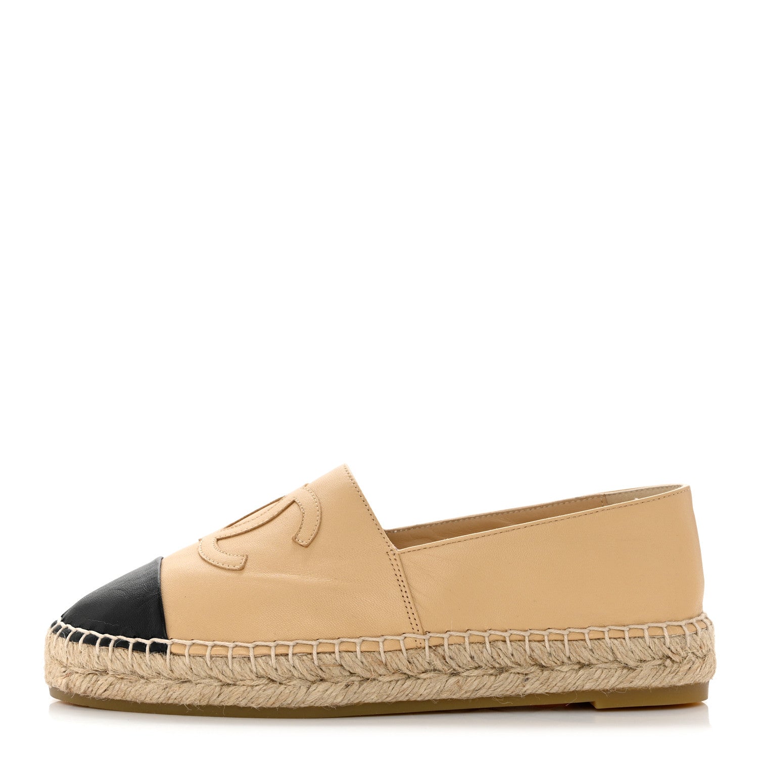 Chanel Lambskin CC Espadrilles 37 Beige Black 1 of 8