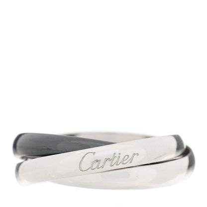 Cartier 18K White Gold Black Ceramic Trinity Ring 64 10.75 1 of 5