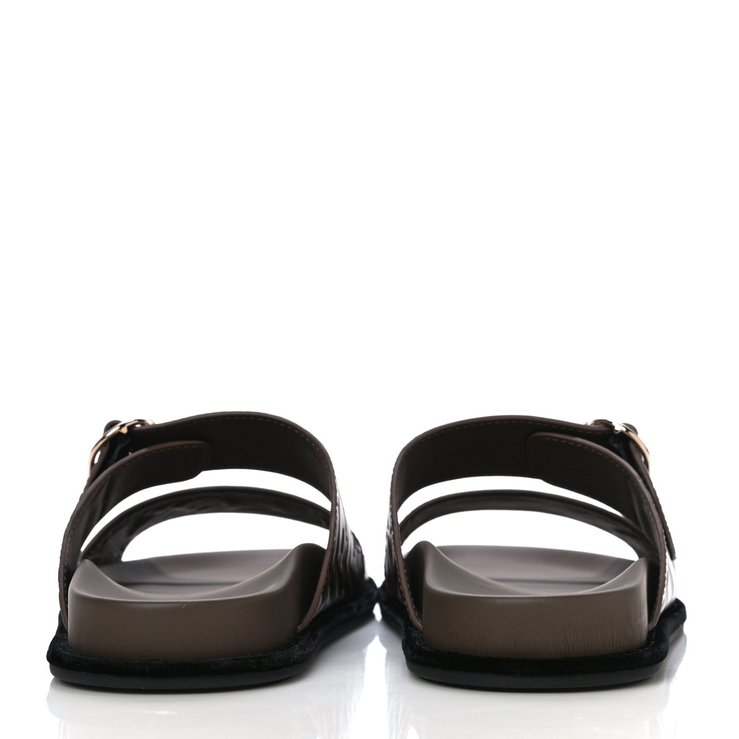 Fendi Calfskin FF Embossed Slide Sandals 40.5 Maya Black 5 of 12