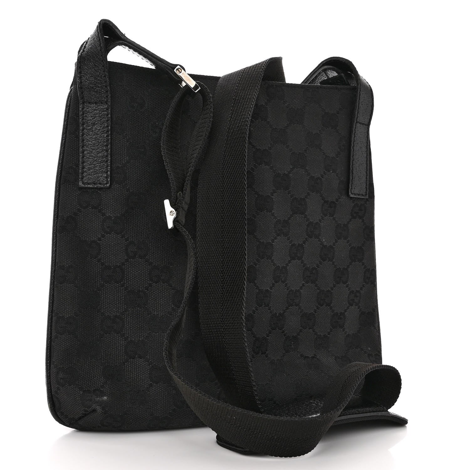 Gucci Monogram Flat Messenger Bag Black 3 of 9