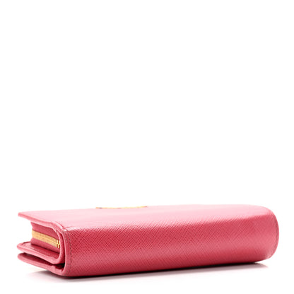 Prada Saffiano Metal Compact Wallet Peonia 4 of 13