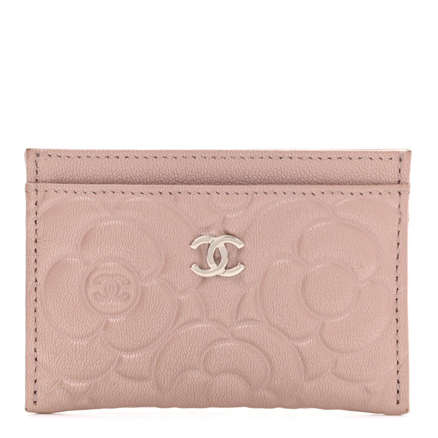 Chanel Goatskin Camellia Embossed Card Holder Light Pink 1 of 12